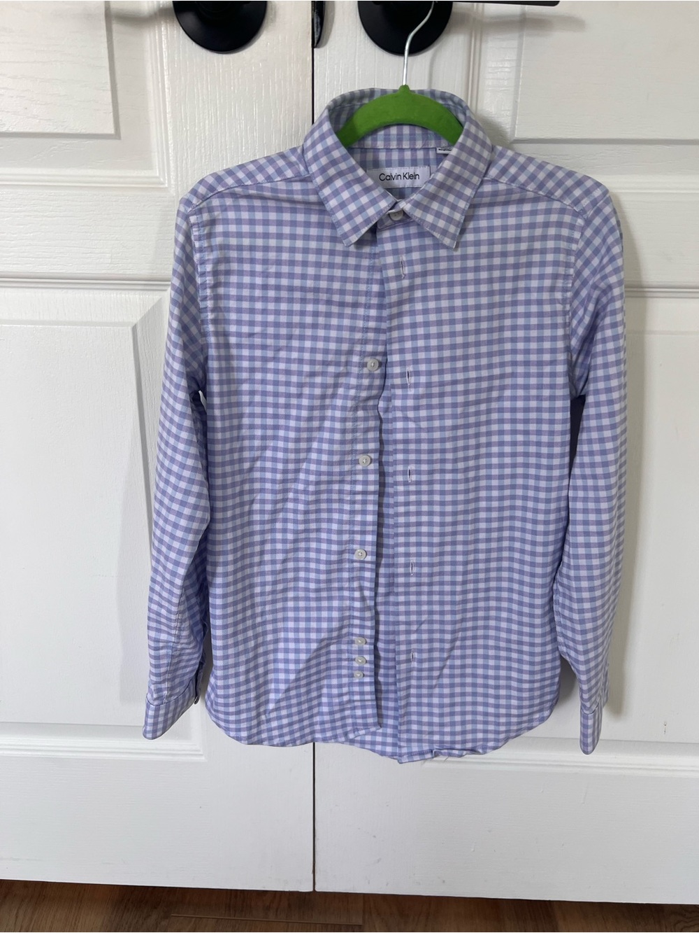 Calvin Klein boys Light Purple Gingham Button-Down Shirt